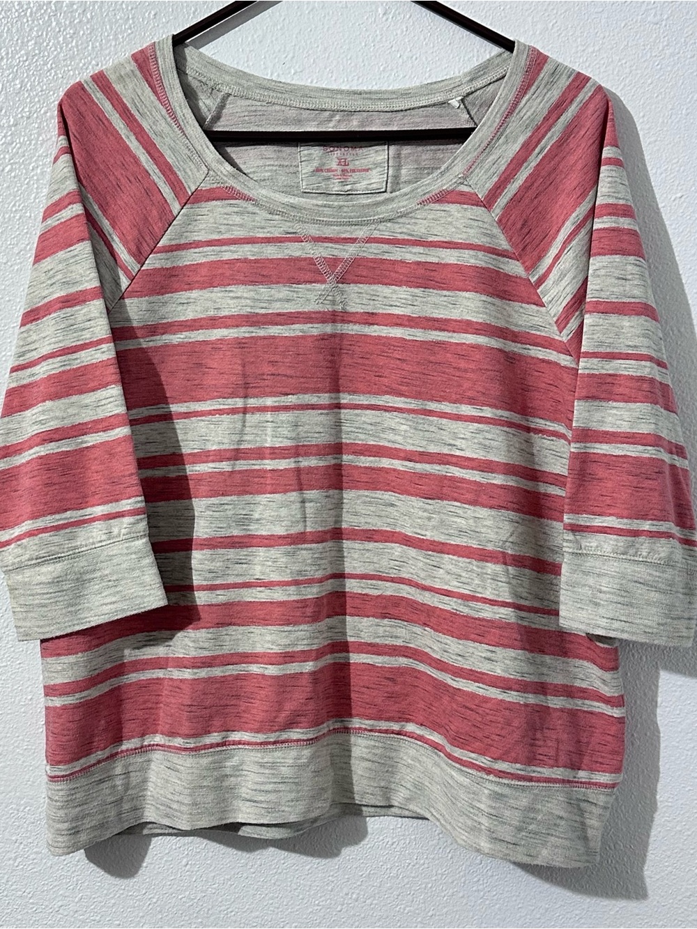 Sonoma Pink and Cream Striped Pullover Top